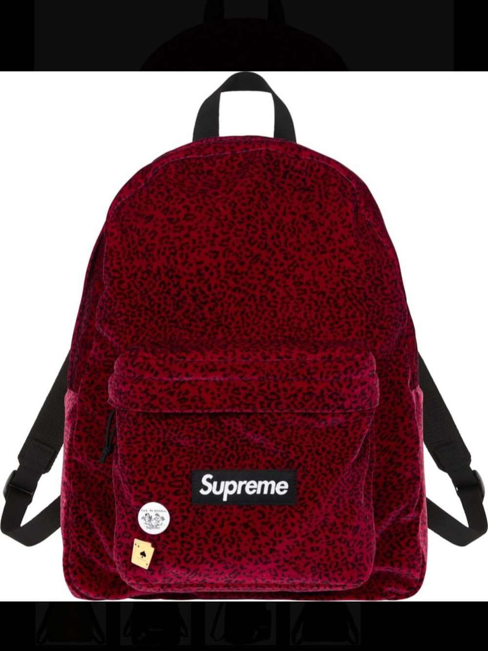 Supreme Red Leopard Velvet Backpack